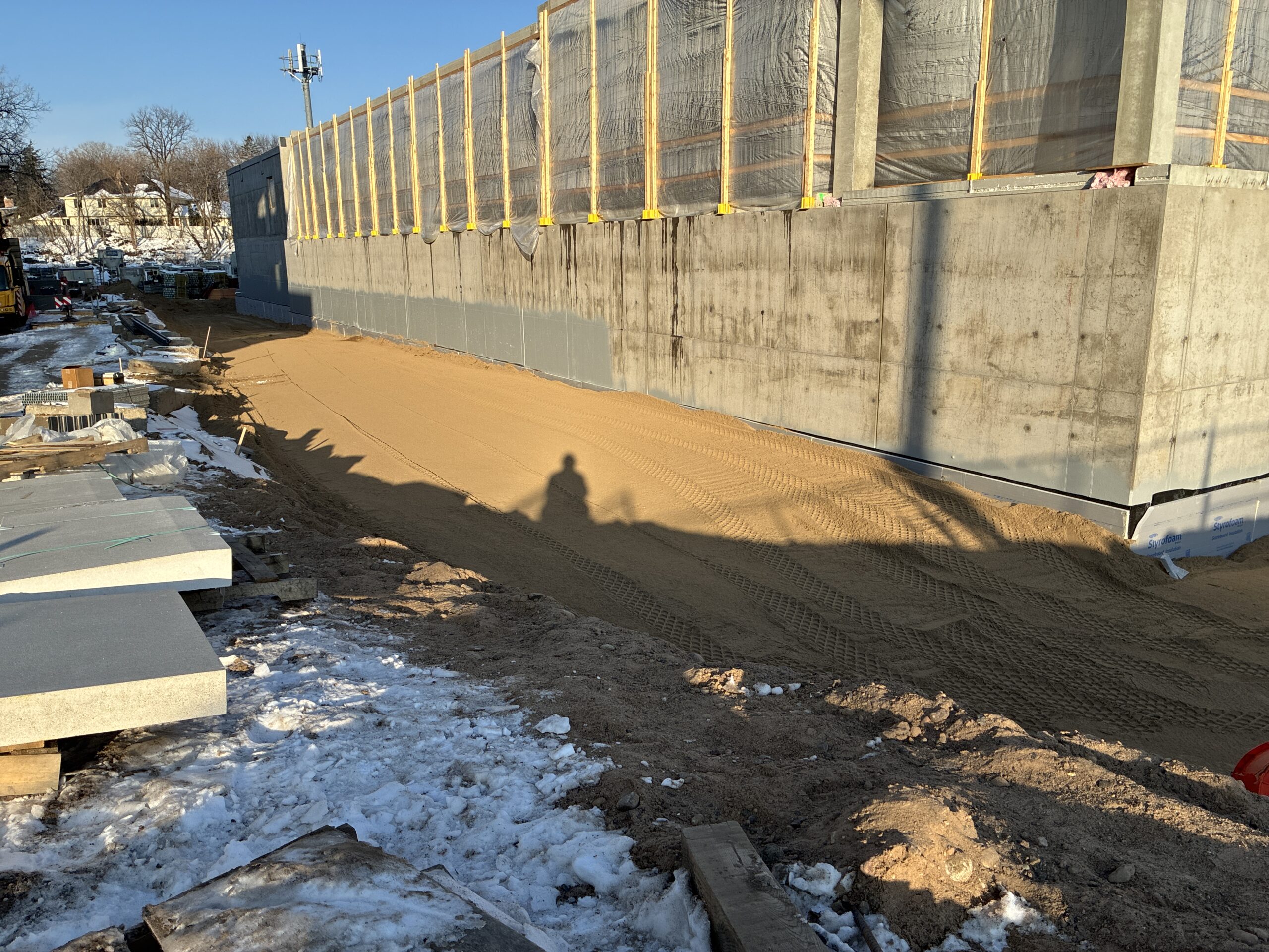 Grading work continues despite cold temperature