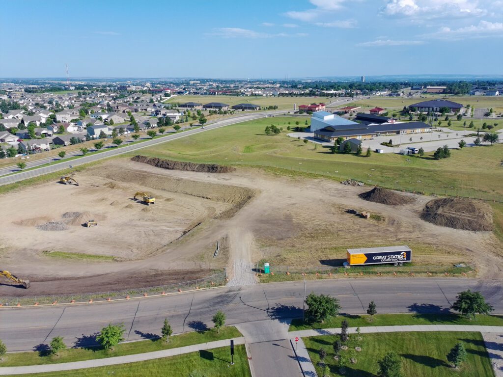 Aerial of Village Cooperative Bismarck construction site on July 16, 2026