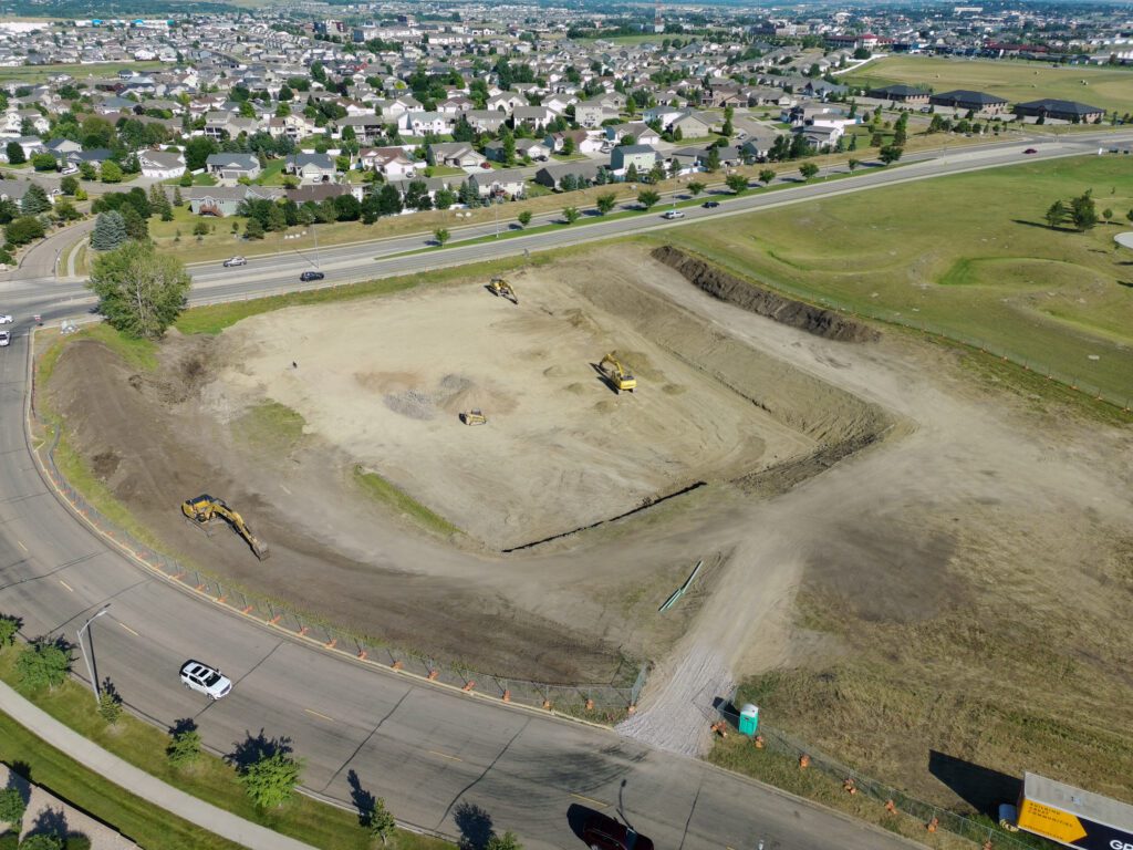 Aerial of Village Cooperative Bismarck construction site on July 16, 2026