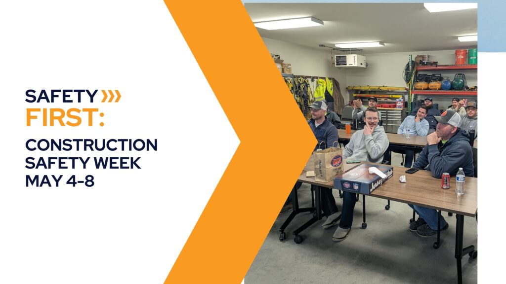 Team members from Great States Construction gather for safety training