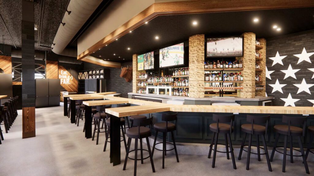A rendering of the expansive bar at Bar 209 in Fargo